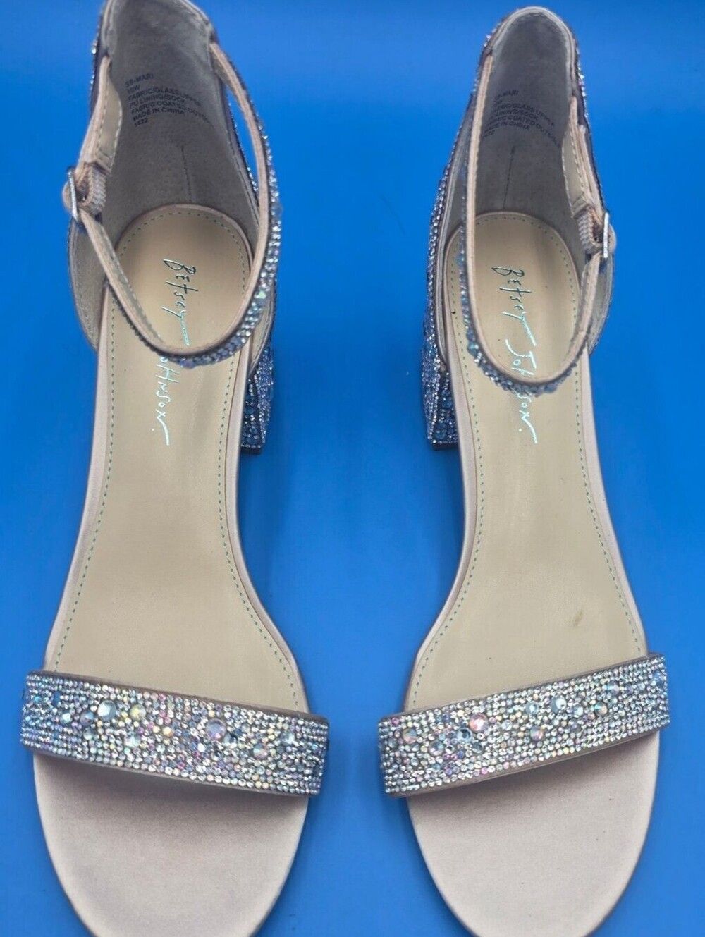 Betsey Johnson Mari Sparkly Rhinestone Block Heel Sandals 10